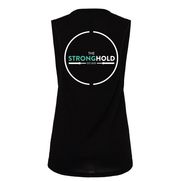 The Stronghold Ladies Flowy Muscle Tank Black Back