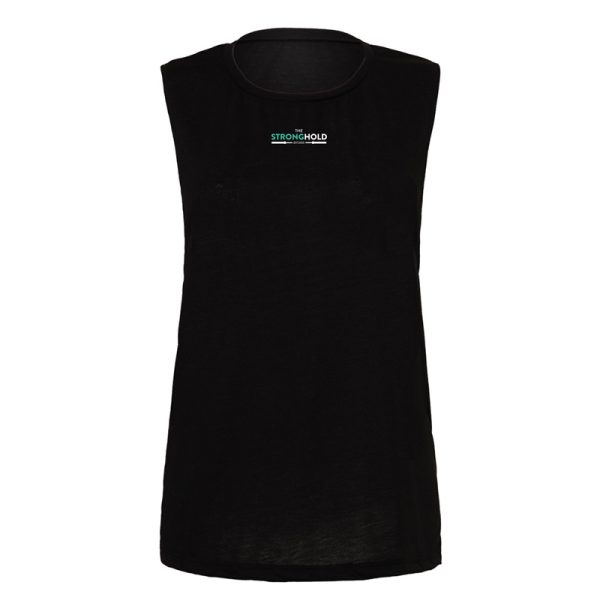 The Stronghold Ladies Flowy Muscle Tank Black Front