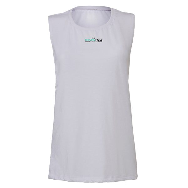 The Stronghold Ladies Flowy Muscle Tank White Front